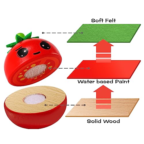 GAGAKU Gioco in legno Cibo Set di Giocattoli di Taglio per Bambini Giocattoli Da Cucina Giocattoli Bambino Accessori Da Cucina 12PCS - immagine 4