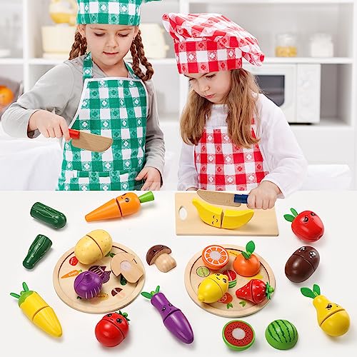 GAGAKU Gioco in legno Cibo Set di Giocattoli di Taglio per Bambini Giocattoli Da Cucina Giocattoli Bambino Accessori Da Cucina 12PCS - immagine 7