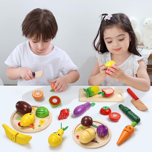 GAGAKU Gioco in legno Cibo Set di Giocattoli di Taglio per Bambini Giocattoli Da Cucina Giocattoli Bambino Accessori Da Cucina 12PCS - immagine 8
