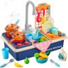 Giocattolo del lavandino della cucina,Giocattolo da Cucina Multifunzionale,Set Giocattolo per Lavello con Rubinetto Elettrico Aggiornato,Giocattoli educativi intelligenti per bambini 3 ai 6 Anni