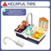 Giocattolo del lavandino della cucina,Giocattolo da Cucina Multifunzionale,Set Giocattolo per Lavello con Rubinetto Elettrico Aggiornato,Giocattoli educativi intelligenti per bambini 3 ai 6 Anni - immagine 5