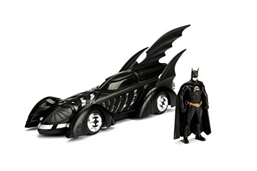 Jada Toys - Modellino della Batmobile Altamente Dettagliato in Scala 1:24 con Statuetta Batman, Cabina e Porte Possono Essere Aperte, con Ruota Libera - immagine 9