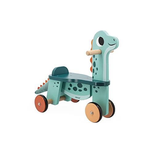 Janod Cavalcabile Dinosauro Portosauro-Altezza Sedile 21 cm-Coda Peluche Removibile-Giocattolo Multisensoriale Legno FSC-dai 12 Mesi, J05828, Multicolore - immagine 13
