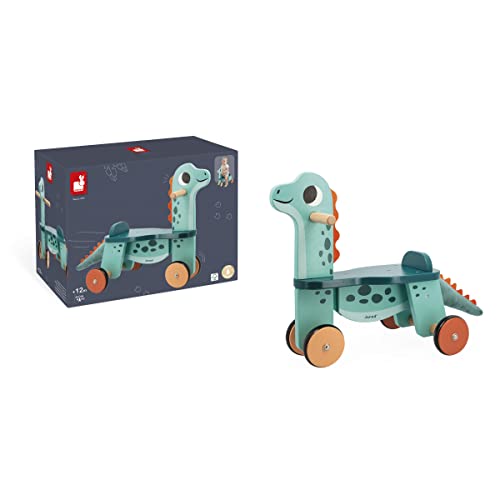 Janod Cavalcabile Dinosauro Portosauro-Altezza Sedile 21 cm-Coda Peluche Removibile-Giocattolo Multisensoriale Legno FSC-dai 12 Mesi, J05828, Multicolore - immagine 14