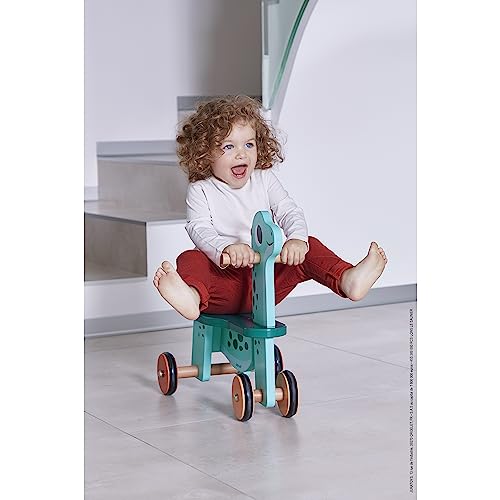 Janod Cavalcabile Dinosauro Portosauro-Altezza Sedile 21 cm-Coda Peluche Removibile-Giocattolo Multisensoriale Legno FSC-dai 12 Mesi, J05828, Multicolore - immagine 7