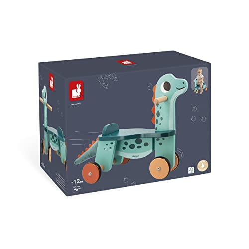 Janod Cavalcabile Dinosauro Portosauro-Altezza Sedile 21 cm-Coda Peluche Removibile-Giocattolo Multisensoriale Legno FSC-dai 12 Mesi, J05828, Multicolore - immagine 11