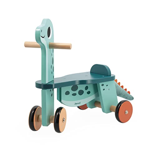 Janod Cavalcabile Dinosauro Portosauro-Altezza Sedile 21 cm-Coda Peluche Removibile-Giocattolo Multisensoriale Legno FSC-dai 12 Mesi, J05828, Multicolore - immagine 12