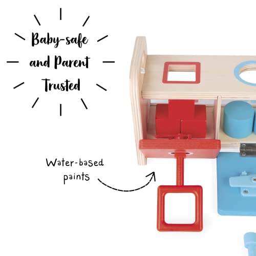 Janod - Essentiel - La Scatola Portachiavi - Gioco Educativo in Legno per La Prima Infanzia 2-In-1 - Apprendimento di Forme e Colori e della Motricità Fine - Pittura Ad Acqua - Da 18 Mesi, J05065 - immagine 4