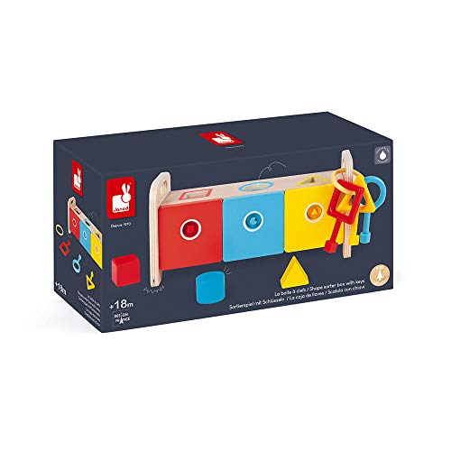 Janod - Essentiel - La Scatola Portachiavi - Gioco Educativo in Legno per La Prima Infanzia 2-In-1 - Apprendimento di Forme e Colori e della Motricità Fine - Pittura Ad Acqua - Da 18 Mesi, J05065 - immagine 10