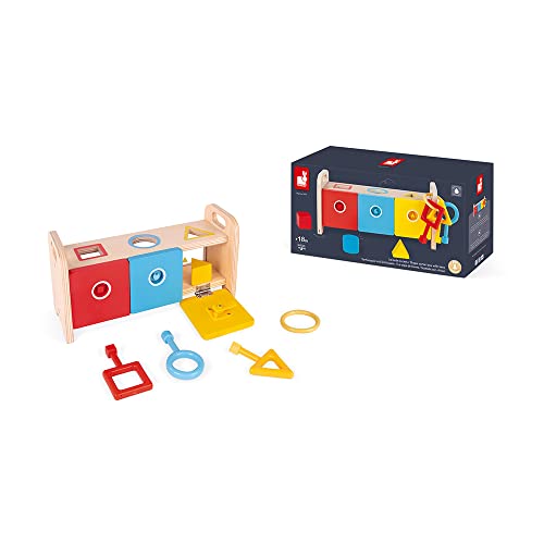 Janod - Essentiel - La Scatola Portachiavi - Gioco Educativo in Legno per La Prima Infanzia 2-In-1 - Apprendimento di Forme e Colori e della Motricità Fine - Pittura Ad Acqua - Da 18 Mesi, J05065 - immagine 12