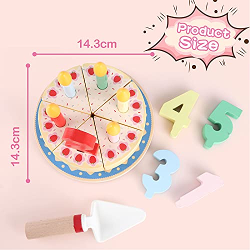 KABENFIS Giocattoli per torte di compleanno con taglio in legno Set di cibo per bambini e bambine - immagine 7