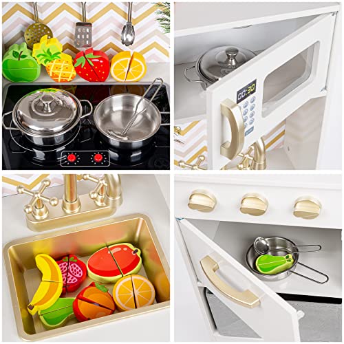 Kinderplay Grande Cucina Giocattolo per Bambini - Legno Vintage Bianca Accessori per Cucina, Cucina per Bambini, Gioco in Legno, alta 92 cm, Accessori Inclusi, GS0059 - immagine 9
