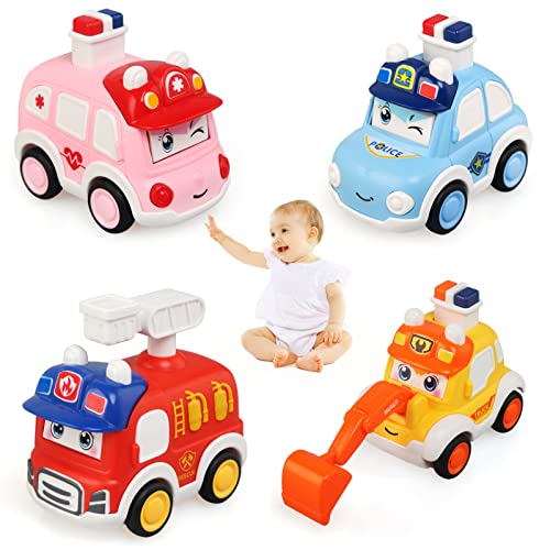 LEADSTAR Macchinine Giocattolo per Bambini,4 PCS Set di Veicol Giocattolo  Auto Giocattolo per Bambini 1 2 3 Anno, Cartone Animato Premi per Scorrere  Giocattolo Auto per Bambini Ragazzo Ragazza – Giochi e