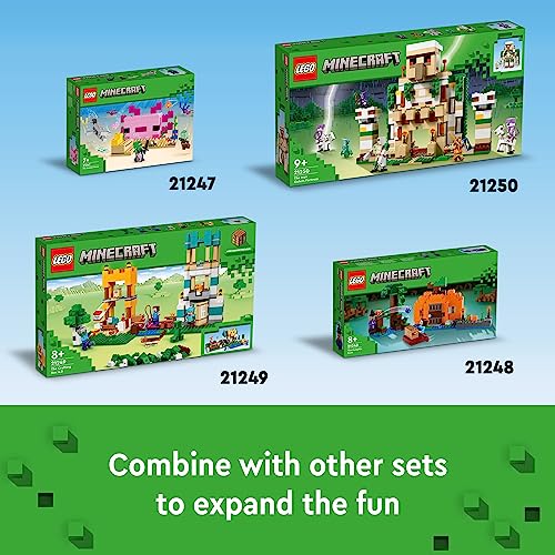 LEGO Minecraft The Axolotl House 21247 - Set di giocattoli da costruzione, avventure creative a una base subacquea colorata, include un esploratore subacqueo, delfino, annegato e altro ancora, - immagine 8