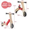 LIFEZEAL Monopattino di equilibrio 2 in 1 Draisienne in legno per bambini con capacità di carico di 50 kg, scooter per bambini 3+anni, maniglia a 135° e ruote antiscivolo - immagine 7