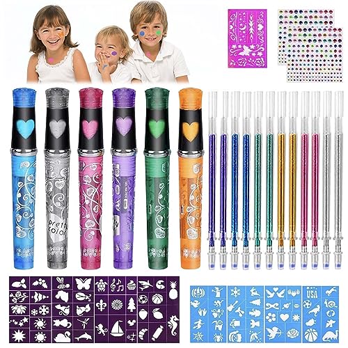 Mkitnvy Kit Tattoo Temporanei per Bambini, 6 Pezzi Tatuaggi Penne