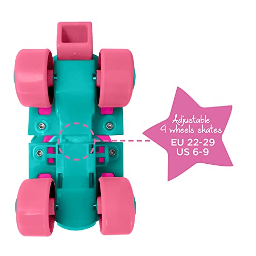 Mondo- Roller Skate Toys-Pattini a rotelle Regolabili Unicorn per Bambini-Taglia dal 22 al 29-Set Completo di Borsa Trasparente, gomitiere e Ginocchiere, 28511, Colore Rosa - immagine 6