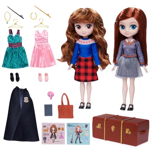 Wizarding World HARRY POTTER – Cofanetto Deluxe, con palpebre da 20 cm,  Hermione e GINNY Bambole articolate Hermione e Ginny 20 cm, 4 abiti e 12  accessori, giocattolo per bambini 6 anni