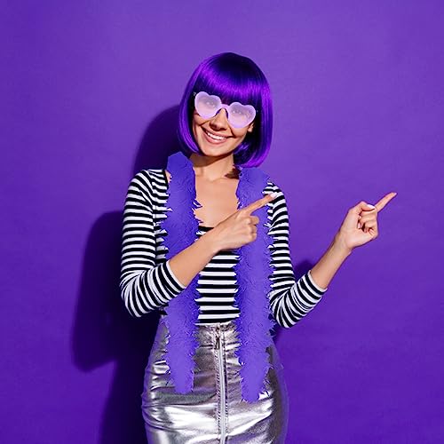 BSNRDX Boa di Piume Colorate Cowgirl Occhiali da Sole a Forma di Cuore Boa di Piume Colorate donneboa di Piume da 2 m per Feste Stile Hippie Stile retrò per Adulti per Donne Costume Accessori - immagine 7