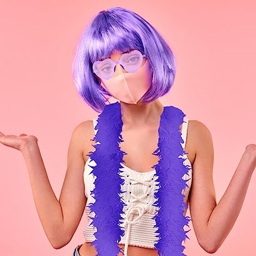 BSNRDX Boa di Piume Colorate Cowgirl Occhiali da Sole a Forma di Cuore Boa di Piume Colorate donneboa di Piume da 2 m per Feste Stile Hippie Stile retrò per Adulti per Donne Costume Accessori - immagine 8