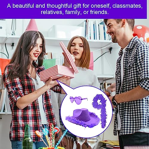 BSNRDX Boa di Piume Colorate Cowgirl Occhiali da Sole a Forma di Cuore Boa di Piume Colorate donneboa di Piume da 2 m per Feste Stile Hippie Stile retrò per Adulti per Donne Costume Accessori - immagine 9
