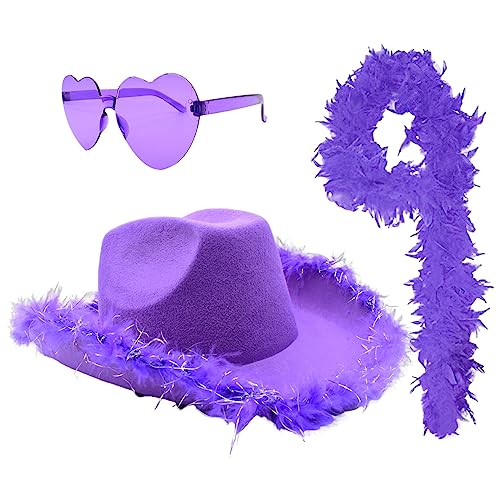 BSNRDX Boa di Piume Colorate Cowgirl Occhiali da Sole a Forma di Cuore Boa di Piume Colorate donneboa di Piume da 2 m per Feste Stile Hippie Stile retrò per Adulti per Donne Costume Accessori