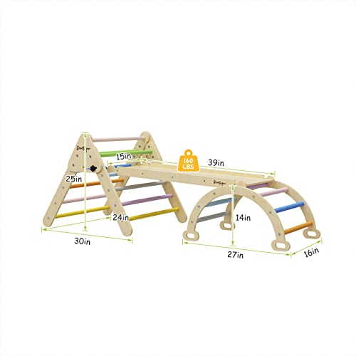 BanaSuper Colorato Arrampicatore Triangolare con Rampa Set di Scale Triangolari in Legno per Bambini Giocattoli Montessori per Arrampicarsi Palestra da Interni per Bambini - immagine 5