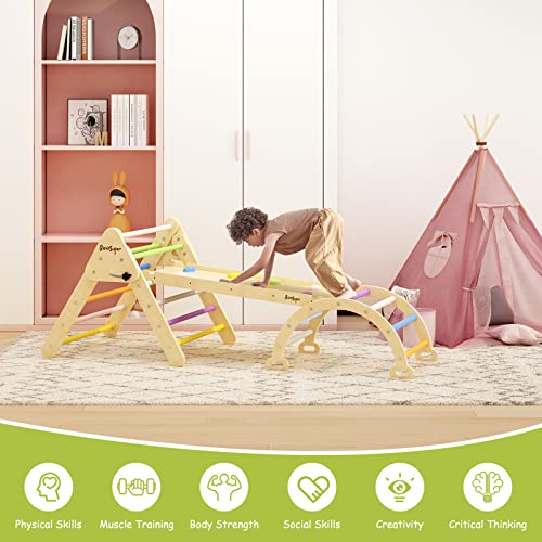 BanaSuper Colorato Arrampicatore Triangolare con Rampa Set di Scale Triangolari in Legno per Bambini Giocattoli Montessori per Arrampicarsi Palestra da Interni per Bambini - immagine 8