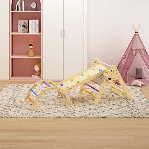 BanaSuper Colorato Arrampicatore Triangolare con Rampa Set di Scale Triangolari in Legno per Bambini Giocattoli Montessori per Arrampicarsi Palestra da Interni per Bambini - immagine 9