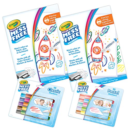 Crayola Color Wonder - Kit da colorare senza disordine (120 ct), pagine da colorare e mini pennarelli, regalo per le vacanze per i più piccoli, attività di viaggio