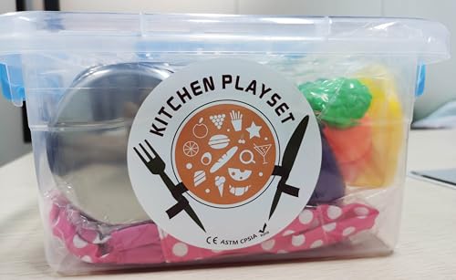 EFO SHM Cucina Giocattolo per Bambini, Accessori Cucina con Set di Pentole e Padelle in Acciaio Inossidabile, Utensili da Cucina, Grembiule e Cappello da Cuoco, Taglio di Cibo per Bambini - immagine 8