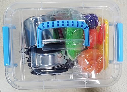 EFO SHM Cucina Giocattolo per Bambini, Accessori Cucina con Set di Pentole e Padelle in Acciaio Inossidabile, Utensili da Cucina, Grembiule e Cappello da Cuoco, Taglio di Cibo per Bambini - immagine 12
