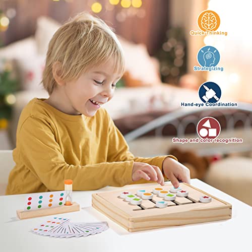 Giocattoli Montessori in Legno, Bambini 3 4 5 Anni Giochi da Tavolo Giochi Educativi Puzzle con Carte Modello e Clessidra Prescolari Gioco di Selezione di Forme e Colori - immagine 3