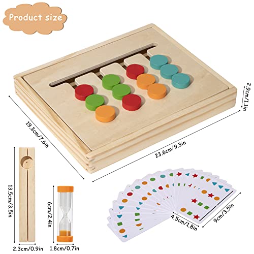 Giocattoli Montessori in Legno, Bambini 3 4 5 Anni Giochi da Tavolo Giochi Educativi Puzzle con Carte Modello e Clessidra Prescolari Gioco di Selezione di Forme e Colori - immagine 4