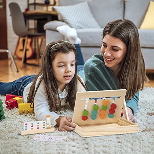 Giocattoli Montessori in Legno, Bambini 3 4 5 Anni Giochi da Tavolo Giochi Educativi Puzzle con Carte Modello e Clessidra Prescolari Gioco di Selezione di Forme e Colori - immagine 8