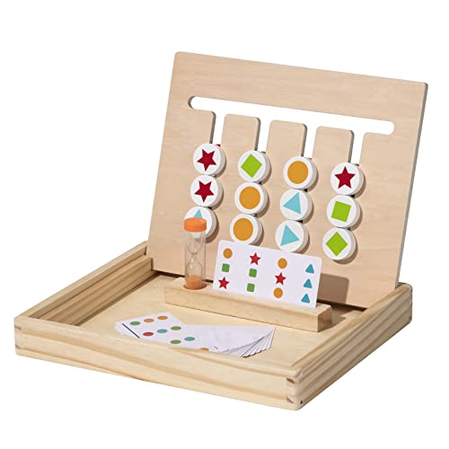 Giocattoli Montessori in Legno, Bambini 3 4 5 Anni Giochi da Tavolo Giochi Educativi Puzzle con Carte Modello e Clessidra Prescolari Gioco di Selezione di Forme e Colori - immagine 9