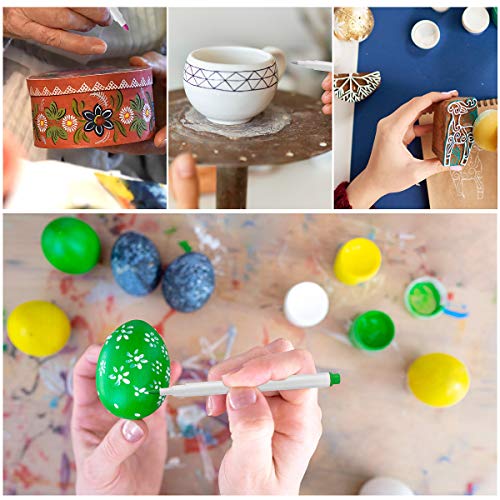 HellDoler Pebble Painting Pens, 2-3mm Acyrillic Paint Pens Set of 12 Colors, Premium Quickdrying Acrylic Pens for Rock Painting Wood Fabric Ceramic Porcelain Scrapbook - with Felt Pen Bag - immagine 8