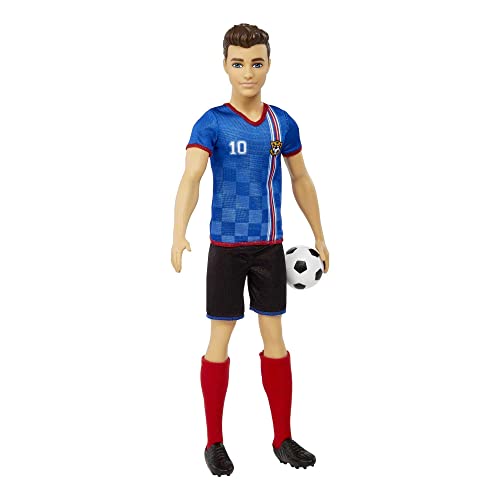 Ken Soccer Doll, Cropped Hair, Colorful #10 Uniform, Soccer Ball, Cleats, Tall Socks, Great Sports-Inspired Gift for Ages 3 and Up, HCN15 - immagine 5