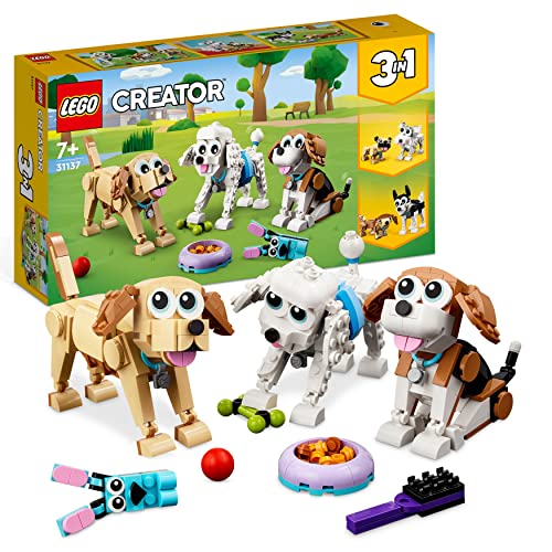 LEGO 31137 Creator Adorabili Cagnolini, Set 3 in 1 con Bassotto, Carlino,  Barboncino e altri Animali, Idea Regalo di Compleanno per Amanti dei Cani,  Giocattolo da Costruire, da 7 anni in su –