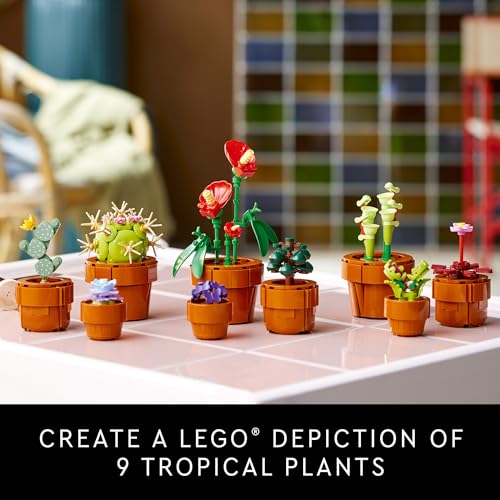 LEGO Set creativo di edifici per adulti, regalo per San Valentino per gli amanti dei fiori, flora carnivora, tropicale e arida, per costruire ed esporre decorazioni di cactus, collezione botanica, - immagine 4