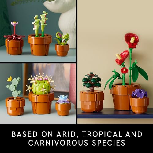 LEGO Set creativo di edifici per adulti, regalo per San Valentino per gli amanti dei fiori, flora carnivora, tropicale e arida, per costruire ed esporre decorazioni di cactus, collezione botanica, - immagine 5