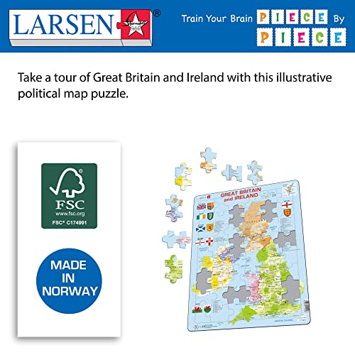 Larsen K18 Mappa Politica della Gran Bretagna e dell'Irlanda, Puzzle Incorniciato con 48 Pezzi - immagine 6
