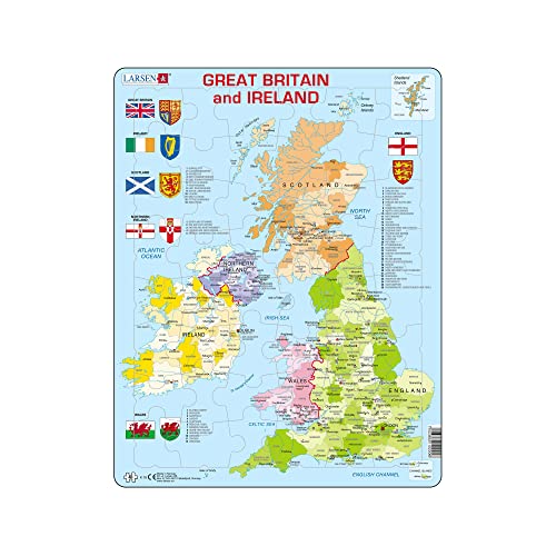 Larsen K18 Mappa Politica della Gran Bretagna e dell'Irlanda, Puzzle Incorniciato con 48 Pezzi - immagine 2