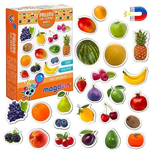 MAGDUM Magneti Bambini Frutta&Bacche - 25 GRANDI Calamite Frigorifero -  Calamite Bambini- Giochi Bambini 3 anni- Regalo bambino 3 anni- Calamite  per Bambini - Giochi Magnetici- Giochi Educativi 3 anni - Giochi e Prodotti  per l'Età Evolutiva