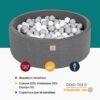 MEOWBABY Piscina di Palline per Bambini - Tondo 90x30cm Piscine senza Palline, Cotone, Grigio Chiaro - immagine 4