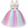 MYRISAM Costume di Carnevale Abito Tutu Unicorno Arcobaleno per Bambina Principessa Vestito da Festa di Compleanno Natale Halloween Cosplay Cerimonia Festa Abito con Cerchietto - immagine 3