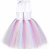MYRISAM Costume di Carnevale Abito Tutu Unicorno Arcobaleno per Bambina Principessa Vestito da Festa di Compleanno Natale Halloween Cosplay Cerimonia Festa Abito con Cerchietto - immagine 5