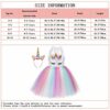 MYRISAM Costume di Carnevale Abito Tutu Unicorno Arcobaleno per Bambina Principessa Vestito da Festa di Compleanno Natale Halloween Cosplay Cerimonia Festa Abito con Cerchietto - immagine 8