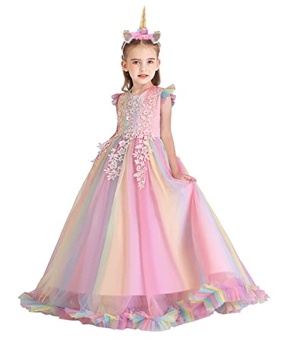 Ragazze Arcobaleno Strato Tulle Tutu Gonna Con Archetto Unicorno