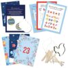Papierdrachen - Calendario dell'Avvento per fai da te, set 7, in inglese, 24 cartoline da personalizzare, per il periodo prenatalizio, con motivi carini, da appendere - immagine 8